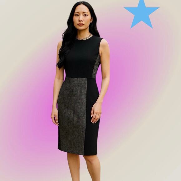 Akris Punto Women's Black Wool Blend & Tweed Sleeveless Midi Shift Dress Sz 8 M - Picture 15 of 15